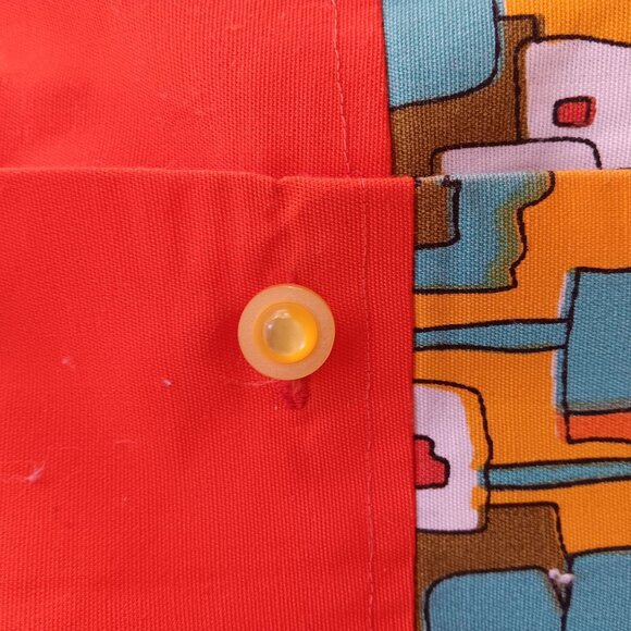 M/L 1OF1 Vintage 1960's Max Abstract Print Frock Top Dress Dayglo Orange Mod - Picture 9 of 9